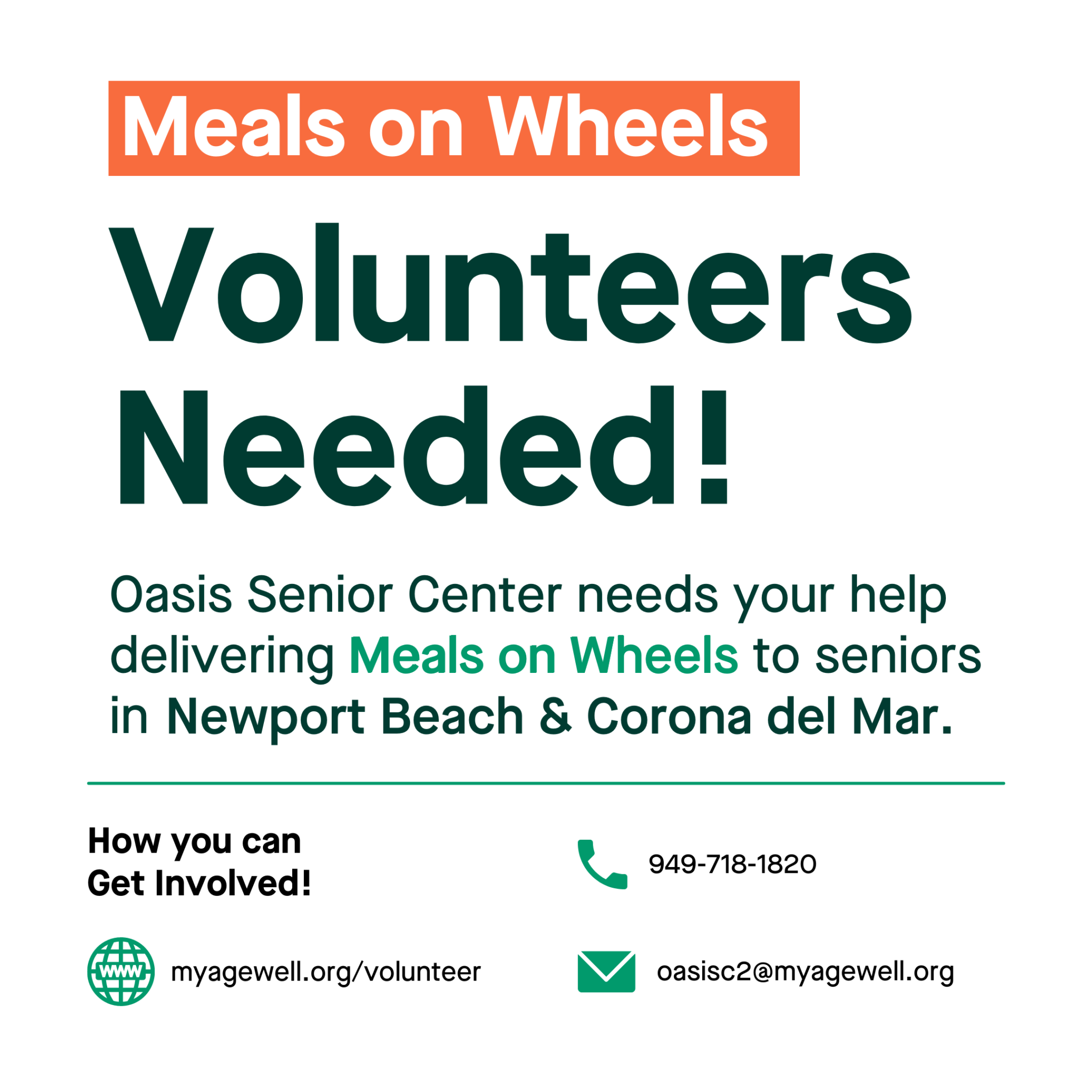 Meals on Wheels Volunteers Needed | Age Well Senior Services