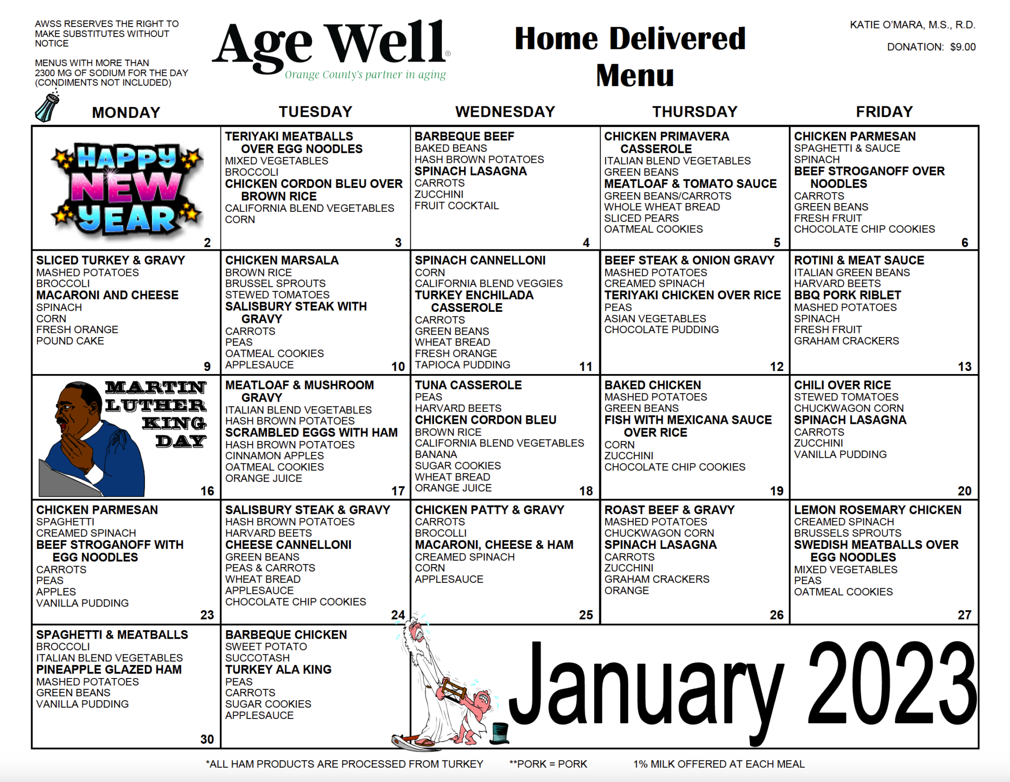 January Menus | Age Well Senior Services