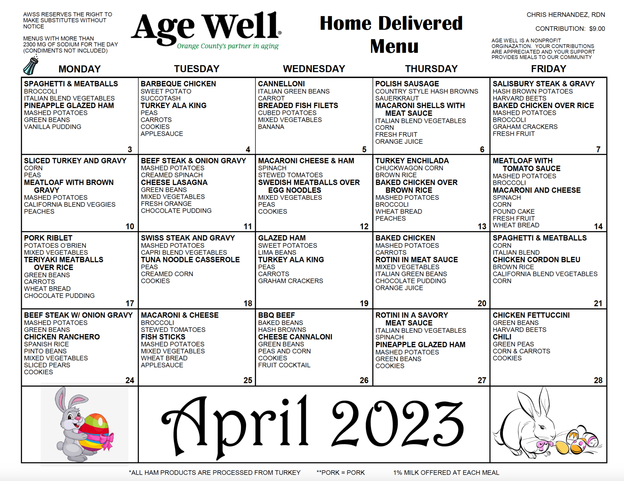 April Menus | Age Well Senior Services