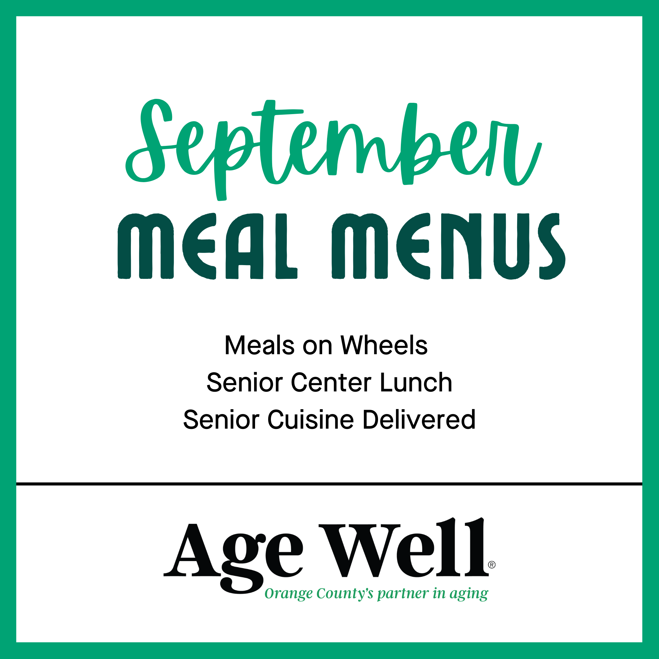 September Menus Age Well Senior Services