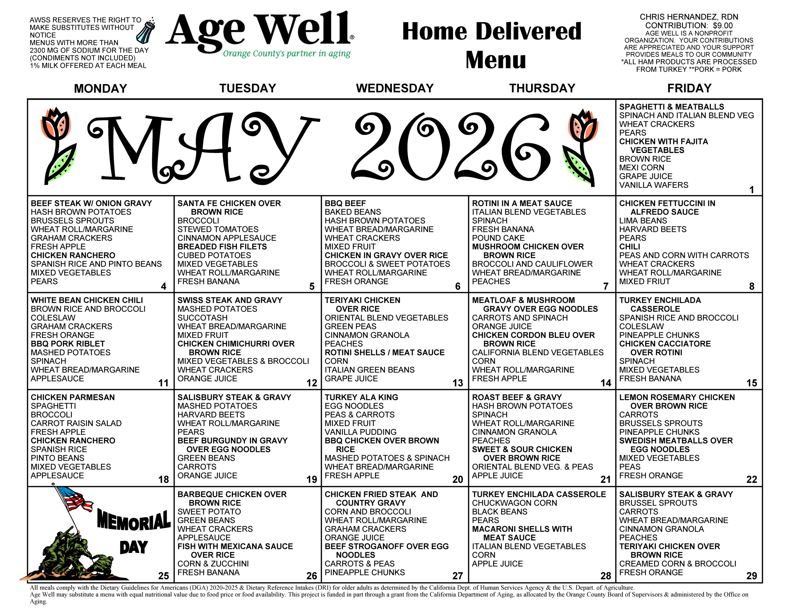 Meals on Wheels (HDM) Menu May 2026 Age Well_Page_1